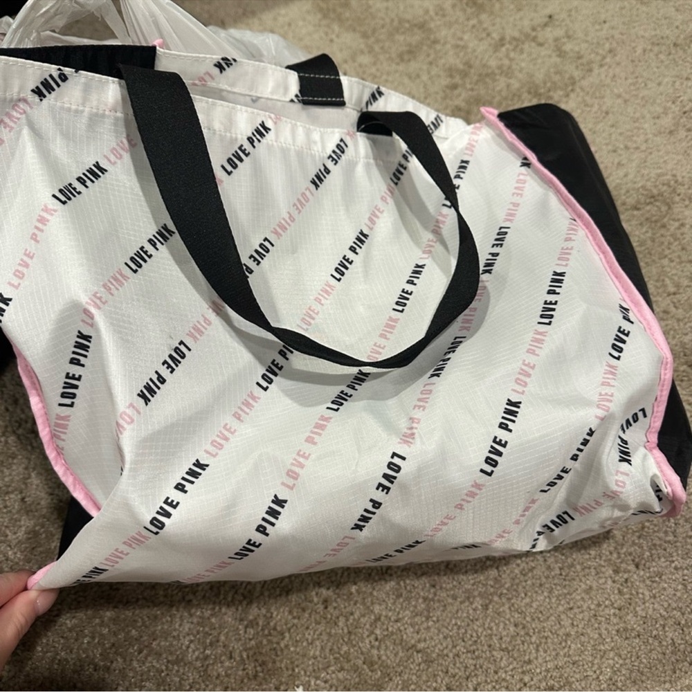 PINK Victoria's Secret Love Pink Tote in Black and White